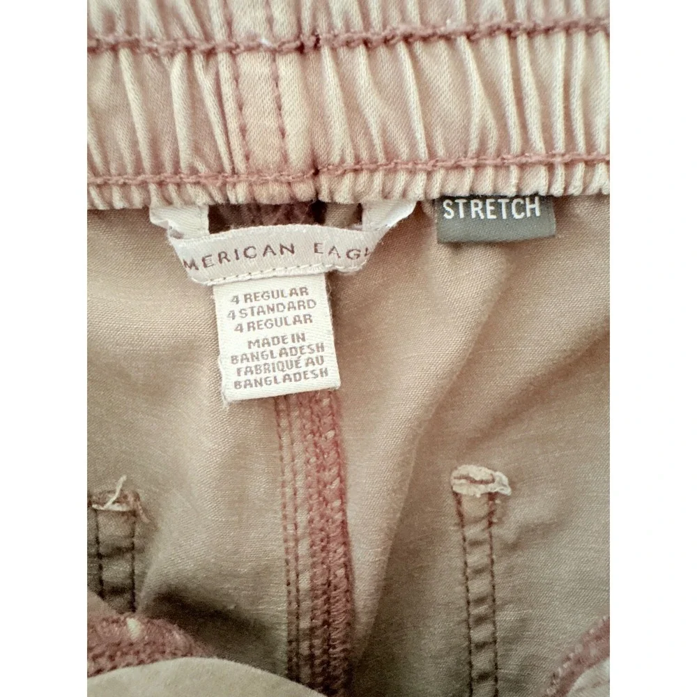 American Eagle Women Mushroom Brown Stretch Joggers Size 4 Smocked Waist - Picture 7 of 8